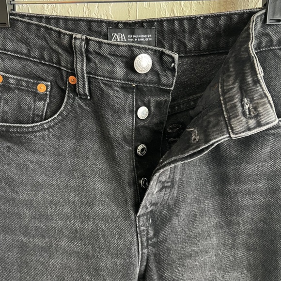 Zara High Waist Straight Leg Cropped Jeans Sz 2 - Picture 3 of 9